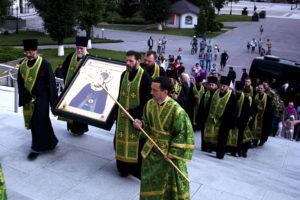 Прибытие иконы прп. Сергия Радонежского в Кафедральный собор Христа Спасителя