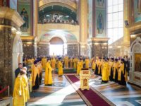 Святейший Патриарх Кирилл совершил утреню всенощного бдения в Кафедральном соборе Христа Спасителя в Калининграде